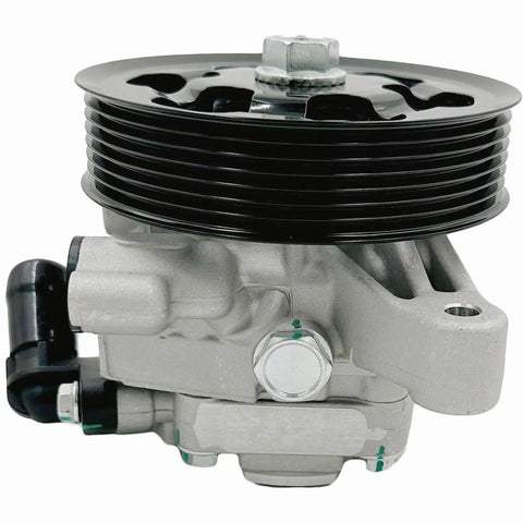 Bulletproof Power Steering Pump With Pulley Fits 2006 Through 2011 Honda Civic 18 Liter side view showing pump and black pulley.