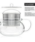Kyoto 2-In-1 Tea Kettle And Tea Maker Glass Teapot with removable infuser, 24 oz capacity, borosilicate glass and metal design