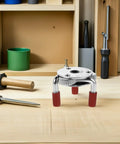 Universal Stainless Steel Smoke Sensor Removal Tool Fire Alarm Transducer Extractor Kit on a wooden workbench with tools.