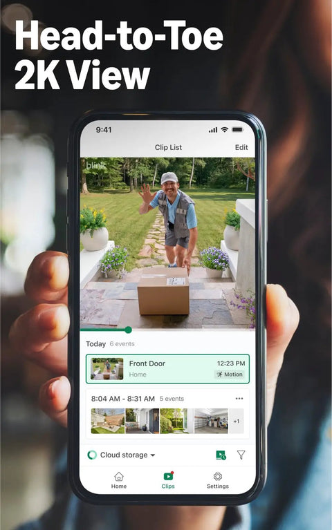 Top Shelf Wireless Security Bundle With 2K Resolution Battery Doorbell Cam showing clear outdoor 2K view of delivery and monitoring.