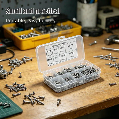 800 Piece Self Tapping Screws Set M2 Carbon Steel Round Head Sheet Metal And Wood Screws with Organized Storage