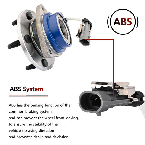 Pair Front or Rear Wheel Bearing Hub Assembly for Chevy Impala Monte Carlo Venture, showing ABS sensor wire detail
