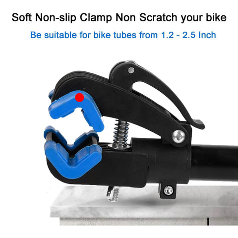 Must Have Space Saving Bike Repair Stand with Beast Of A Clamp, holds tubes 1.2 to 2.5 inches, soft silicone grip protects paint.