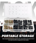Kickass Premium Heavy Duty Automotive Trim Clip And Screw Assortment Kit with M3 M4 M5 M6 metal fasteners in organized storage box.
