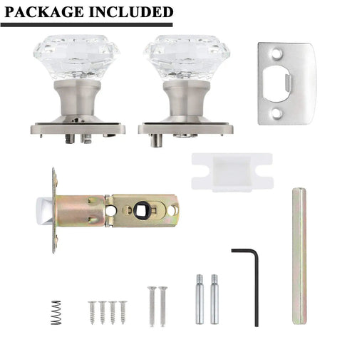 Crystal Interior Door Knobs 10 Pack For Hallway And Closet Doors Clear Glass Octagon Dope Door Handles Satin Nickel Kit