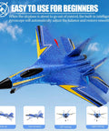 Beginner Friendly Remote Control Airplane For Kids And Adults, 2 Channel Foam RC Plane, Jet Style Glider, Stable Flight, Easy To Fly, Blue