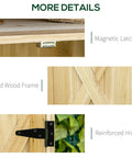 Built Tough 32 Inch Workshop Cabinet With Rust Resistant Galvanized Top And Dual Wooden Shelves showing magnetic latch, solid wood frame, and reinforced hinge.