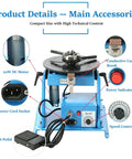 Rock Solid Rotary Welding Positioner Turntable featuring 20W DC motor, power indicator light, speed control knob, and foot pedal.