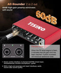 All In One USB Audio Interface For Recording, Podcasting And Streaming, 24 Bit 192 KHz, Plug And Play With 48V Phantom Power