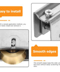 Heavy Duty Sliding Door Window Pulley Replacement Set Featuring Smooth Glide Dual Copper Wheels For Patio Doors and Track Fix Up Hardware Quick Swap Kit with easy installation and smooth edges.