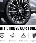 Heavy Duty 6 Spline Lug Nut Key And Rugged Socket Set Beater Proof Grip Wheel Lock Replacement, showcasing a durable wheel and tire.