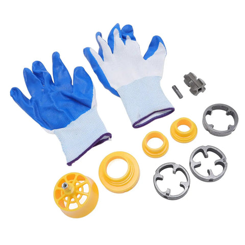 HaloVerde Electric Drill Pipe Threader Kit With 3 Dies For Pvc Pipes gloves and accessories for plumbing tasks.