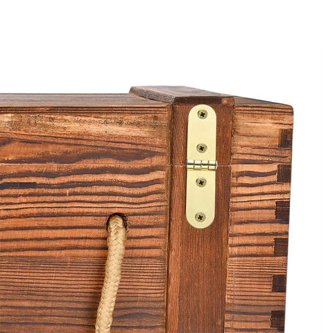 Forty Piece Gold Brass Mini Hinges With Matching Screws Offering No Sweat Installation And Fade Proof Finish Perfect For Tiny Drawers Birdhouses And All Your Weekend Warrior Maker Projects used on wooden box.