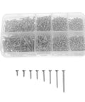 800 Piece Self Tapping Wood Screws Kit Round Head M2 Carbon Steel Fasteners Set With Organized Storage, screws displayed in case