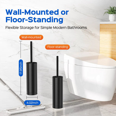 Premium 304 Stainless Steel Toilet Brush And Wall Mount Holder Set For Modern Bathrooms With A Rust Resistant Finish and Flexible Storage Options.
