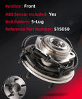 Premium Build Straight Up Heavy Duty Front Wheel Bearing Hub Assembly Pair Fits 2002 To 2005 Ford Explorer Lincoln Aviator Mountaineer 5 Lug With Abs.