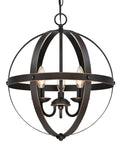 Stella Mira Three Light Pendant In Oil Rubbed Bronze With Highlights For Entryways And Dining Rooms, Industrial Vintage Style Chandelier