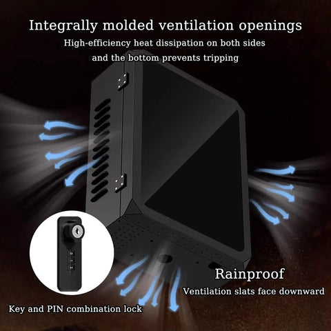 Premium Heavy Duty EV Charger Lock Box with ventilation openings, key access, and rainproof design for all weather use.