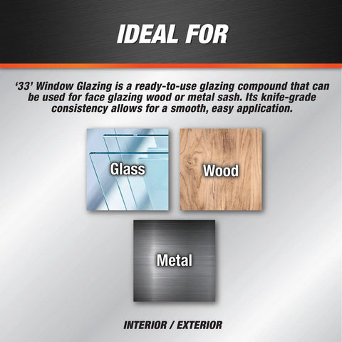 Ready To Use White Window Glazing Compound 32 Oz Tube ideal for glass, wood, and metal applications for smooth sealing.