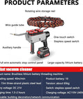 Automatic Wire Threading Machine For In Wall Cable Routing And Electrical Conduits One Button Operation features wire guide, battery, and controls.