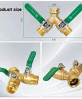 4 Way Brass Hose Splitter With Metal Handle front view, showing high volume solid brass valve and three quarter inch connectors