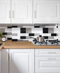 Modern kitchen with Ten Pack Six And A Quarter Inch Square Kitchen Cabinet Handles In Satin Nickel Finish For Cupboard And Drawer Pulls.