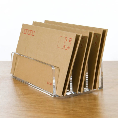 Clear Acrylic 3 Compartment Mail Holder And Desk Organizer For Bills Documents And Notebooks Vertical Letter Sorter 