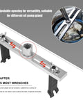 Adjustable Fuel Pump Lock Ring Tool For Easy Removal And Installation, shown with adapter and wrench fit detail