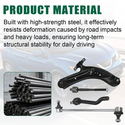 Beefy Front Lower Control Arms With Ball Joints For Nissan Rogue 2014 To 2020 showcasing high-strength steel material and components.