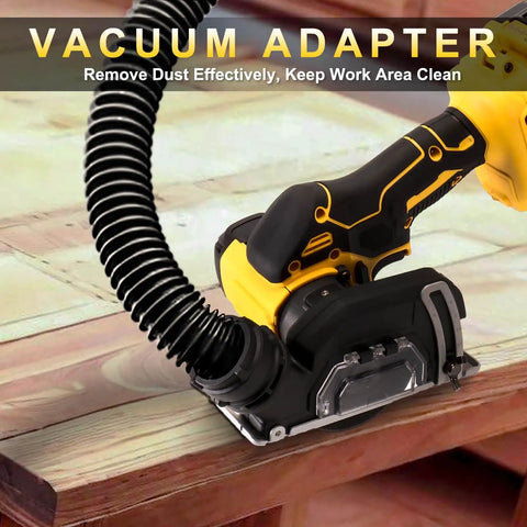 Slick Kickin 3 Inch Mini Circular Saw With Heavy Duty Brushless Motor and Two Speed Control Cuts Metal Wood Tile Plastic Fast Includes Six Sharp Blades Cordless Power Tool Beast with vacuum adapter on wood surface.