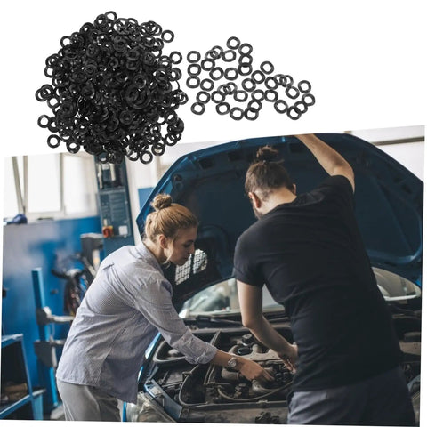 Wave Washer Gasket Assortment Kit With 500 Pieces Of Spring Steel Elastic Washers For Screws And Bolts In Electrical Connections And Automotive Applications DIY Ready For Pro Builds, black washers in kit