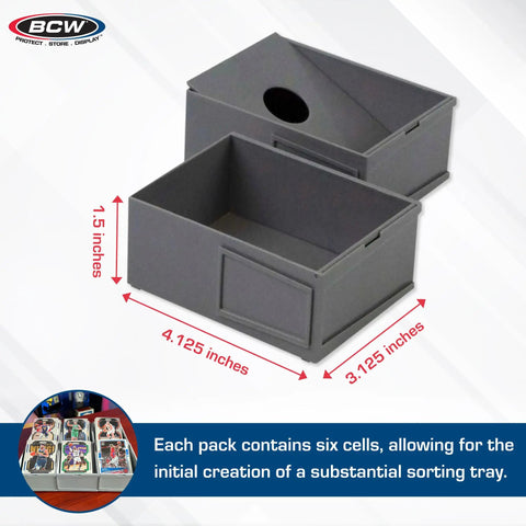 Modular Card Sorting Tray for Collectors and Gamers Expandable Grid Organizer with Movable Cells and Adjustable Angles shown in dimensions