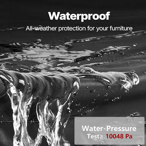 Water pouring over rugged outdoor swing cover for a 3-seat hammock, testing waterproof all weather protection