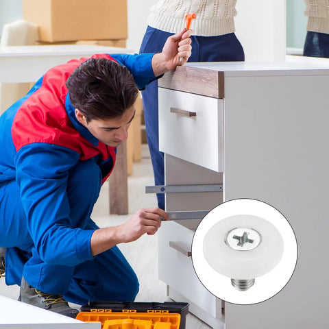Person installing Straight Up 22mm Nylon Drawer Rollers 4 Pack With Stainless Steel Screws to improve kitchen drawer glide.