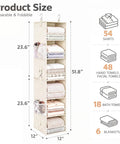 Snap Together Six Tier Hanging Closet Organizer, Collapsible Wardrobe Rack For Dorms, Beige Vertical Space Hack For Easy Heavy Duty Storage Solutions, 51.8" tall