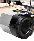 Premium Through Hole Hex Collet Block With Square Shank Chuck Holder For CNC Lathe And Engraving Machines, tool steel construction.