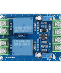 DC 12V 10A Automatic Power Switching Module For Emergency Power Supply And Charging, High Reliability, Priority Load Distribution, Rock Solid Heavy Duty Backup Power Controller For Uninterruptible Systems, Built To Meet Strict Quality Standards. blue PCB relay module with screw terminals
