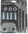 Pro Level Dowel Jig Kit Featuring Three Precision Drill Guide Bushings And Matching Bits for easy angled joinery and woodworking.