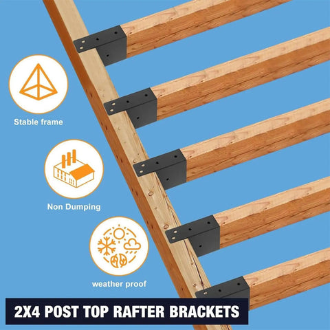 Heavy Duty Pergola Bracket Kit 4 Pack Steel Outdoor Support Brackets Built To Last For Garden Patio Deck Porch Sunroom Greenhouse DIY Projects And Outdoor Furniture Construction