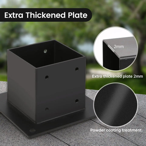 Beefy 4x4 Post Base Brackets Set Of 4 Black Powder Coated Deck Fence Anchors For Wood Or Concrete Floors, Built To Last, Perfect For Porch Railings, Pergola Supports And Garden Posts