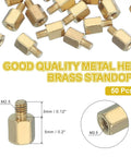 Top Shelf M2.5 Hex Brass PCB Standoffs With Female Threads 50 Piece Kit For FPV Drones Quadcopters And Motherboards Heavy Duty gold standoffs with detailed measurements