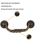 Vintage Bronze Tone And Black Cabinet Pulls zinc alloy handle detail with focus on twisted design and comfortable grip