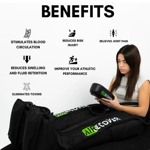 Professional Cordless Leg Compression Massager with benefits for muscle recovery and blood flow enhancement.