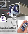 Smooth As Butter Heavy Duty Ceiling Curtain Rail And Double Track Sliding Rod System With Silent Gliding Pulleys, showing universal bearing wheel and noise elimination strip.