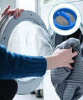 Person loading laundry with Washing Machine Water Filter Kit Inline For Inlet Valve Debris Guard With Screen Filter Hose Washer