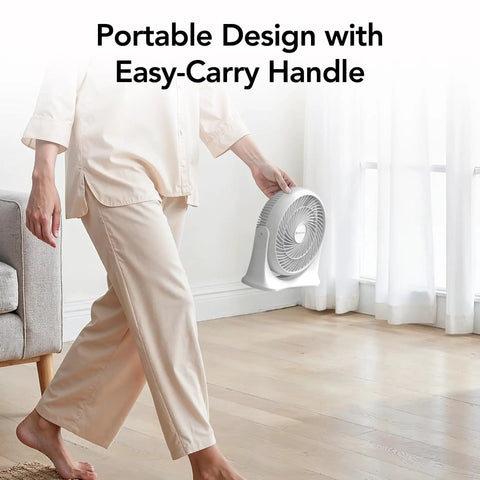 11 Inch Desk Fan With Three Speed Settings Dead Quiet Personal Air Circulator Bringing No Fuss Ninety Degree Tilt Adjustable Handle, portable design, easy-carry handle.