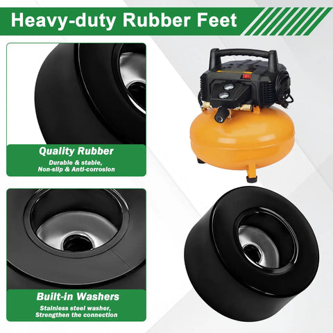 Heavy Duty Anti Vibration Rubber Feet Pad Set For Air Compressors Generators And Pressure Washers With Included Hardware in black rubber