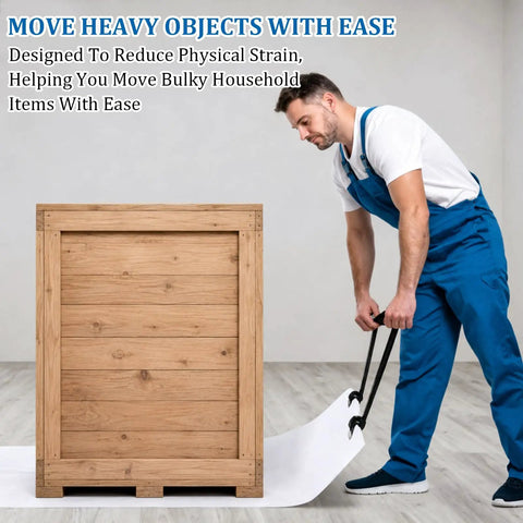 Heavy Duty 48 Inch Appliance Sliders With Reinforced Pull Handles For No Sweat Furniture Moving And Effortlessly Gliding Massive Cabinets Across Bare Wood Or Durable Tile Floors. Person using heavy-duty sliders to move a wooden crate.
