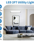 Two Pack Linkable LED Shop Lights 2ft And 4ft Waterproof Tubes 5000K under cabinet lighting in living room above sofa