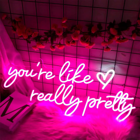 Like Really Pretty Neon Sign For Wall Decor Pink Light Up Sign Dimmable For Wedding Engagement Party Birthday Bedroom Bar Club 29.5 By 12.6 Inches Great For Home Decor Parties Events